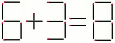 Juego con cerillas: 6 + 3 = 8.